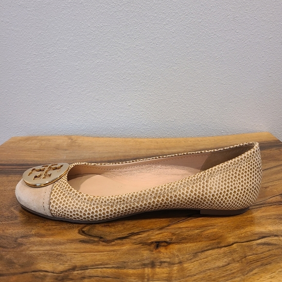 Tory Burch Reva Suede Toe Snake Print Ballet Flat - Picture 7 of 13